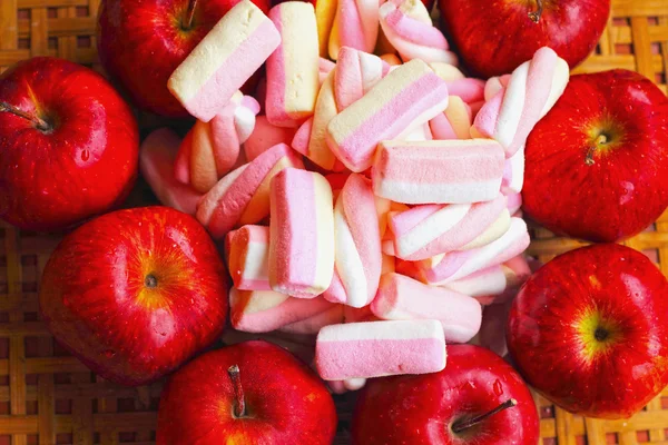 Fruit apple red with marshmallow
