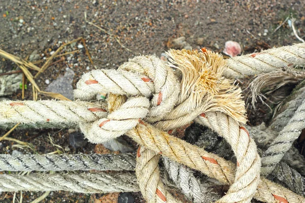 Anchor rope, twine for tying - on the ground. — Stock Photo, Image