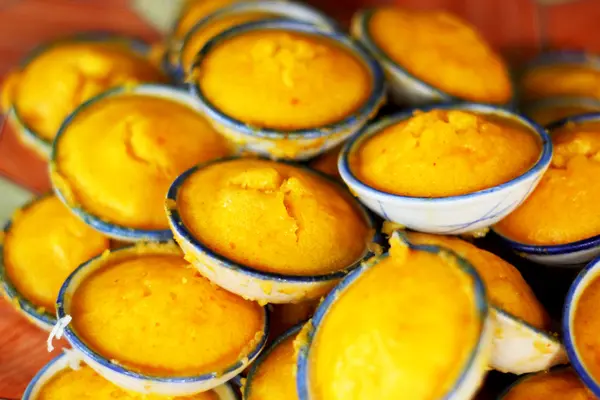 Thailand dessert - Sugar confectionery yellow. — Stock Photo, Image