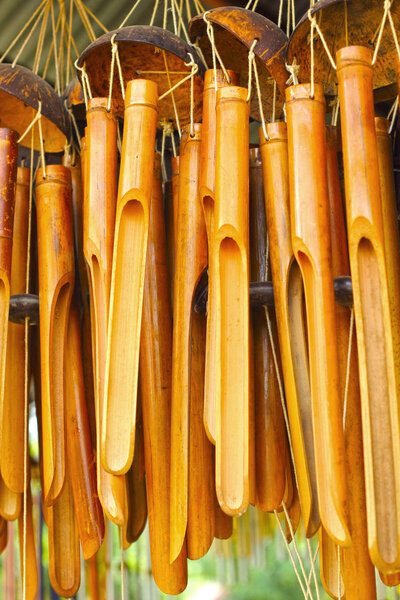 Bamboo wind chimes sound for hanging.