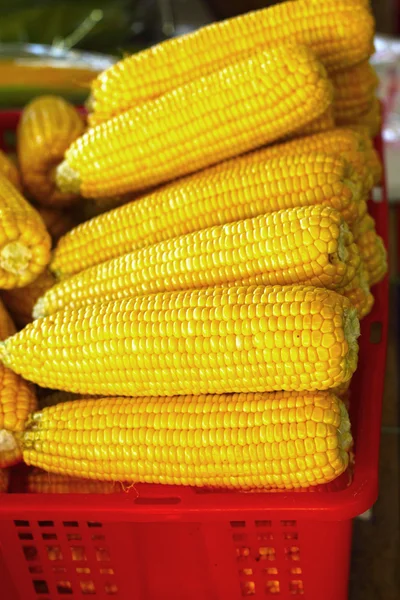 На ринок кладуть солодку кукурудзу . — стокове фото