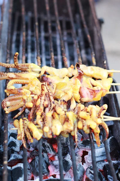 Brochettes de calmar grillées sur un barbecue — Photo