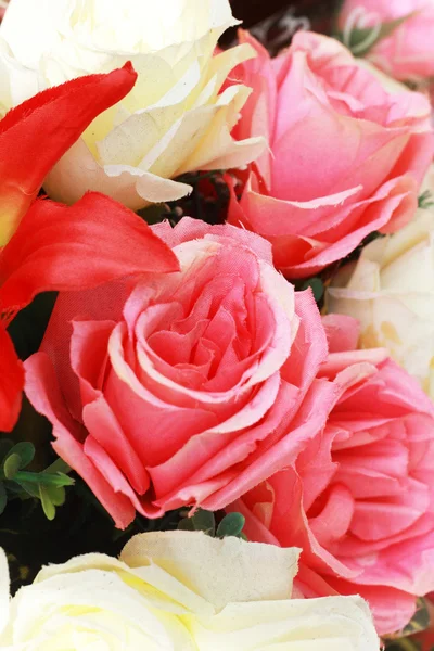 Beautiful rose of artificial flowers. — Stock Photo, Image