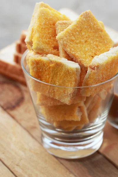 Toast with butter and sprinkling with sugar — Stock Photo, Image