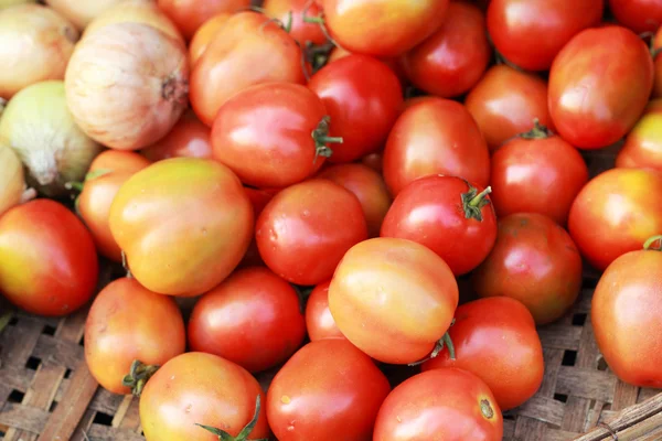 Fresh tomatoes in the market — Stock Photo, Image