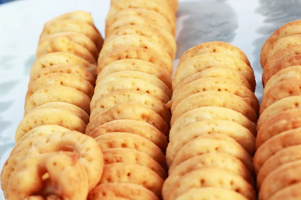 Making donut placed in a row. — Stock Photo, Image