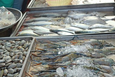 Pazarda taze deniz ürünleri