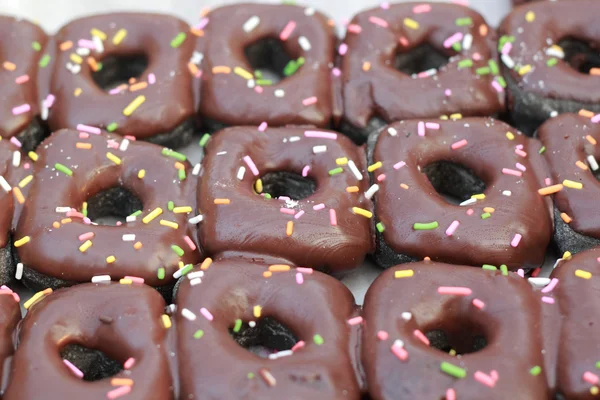 Close up de donuts de chocolate — Fotografia de Stock