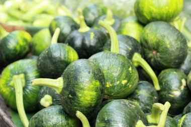 Pazarda taze yeşil balkabağı