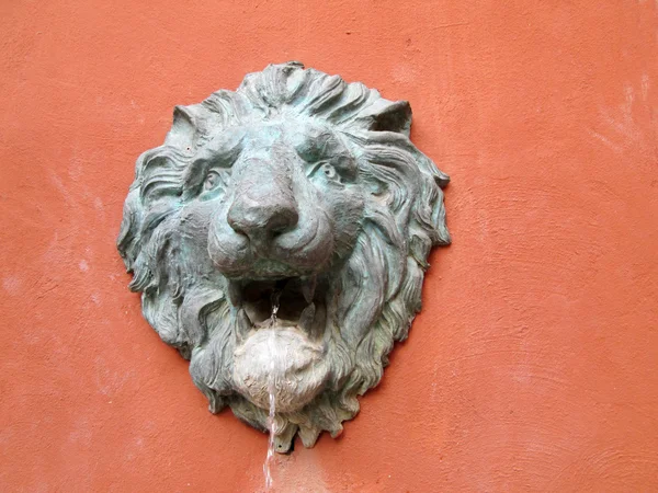随地吐痰水 — — 复古风格的狮子雕像 — 图库照片