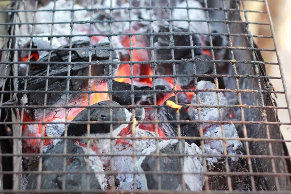 Charcoal fire burning in the stove — Stock Photo, Image