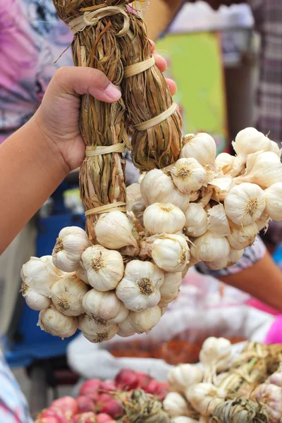 White garlic in the market — Stock Photo, Image