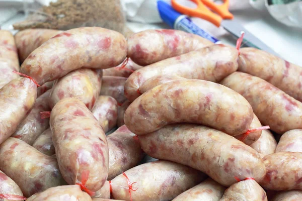 BBQ sausages in the market — Stock Photo, Image