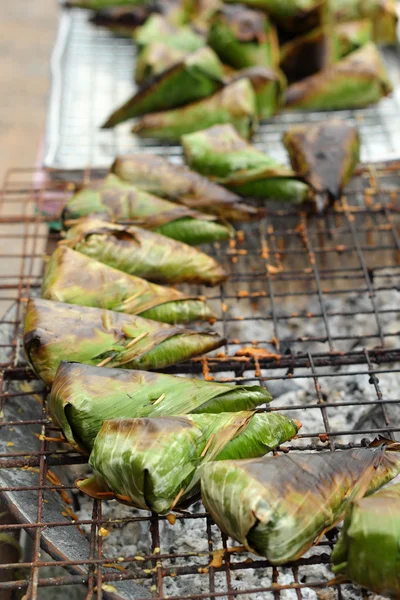 Sticky rice grilled asia food — Stock Photo, Image