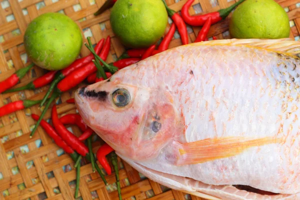 Pescado fresco en la cesta - para cocinar . — Foto de Stock