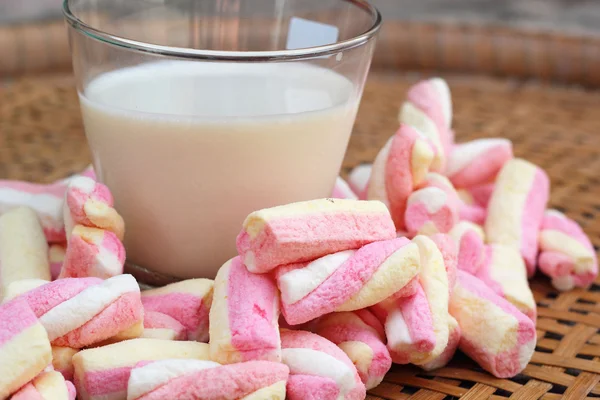 Świeże mleko i porcję różowy — Zdjęcie stockowe