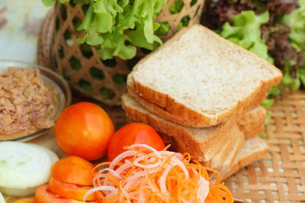 Thunfisch-Sandwich mit frischem Gemüse — Stockfoto