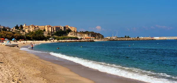 Sandy Beach Parghelia Its Bathers September 2021 Tropea Italy — Stock Photo, Image