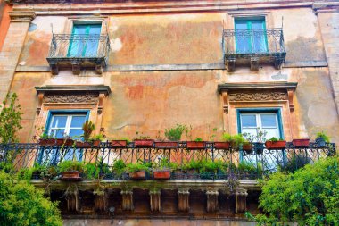Ragusa Sicilya 'nın tarihi merkezi manzarası