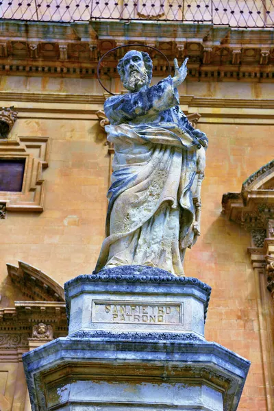 Statues Dehors Duomo Saint Pierre San Pietro Modica Sicile Italie — Photo