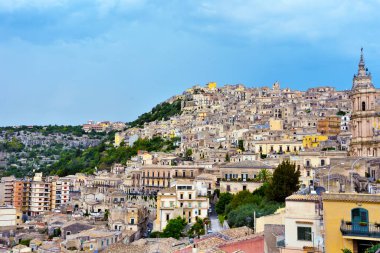 Sicilya İtalya 'nın Modica Panoraması