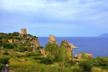 Scopello 'dan Faraglioni Castellammare del golfo Sicilya İtalya