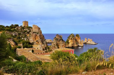 Scopello 'dan Faraglioni Castellammare del golfo Sicilya İtalya