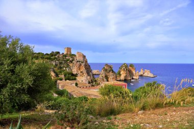 Scopello 'dan Faraglioni Castellammare del golfo Sicilya İtalya