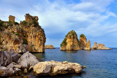 Scopello 'dan Faraglioni Castellammare del golfo Sicilya İtalya
