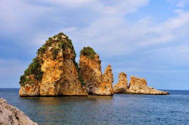 Scopello 'dan Faraglioni Castellammare del golfo Sicilya İtalya