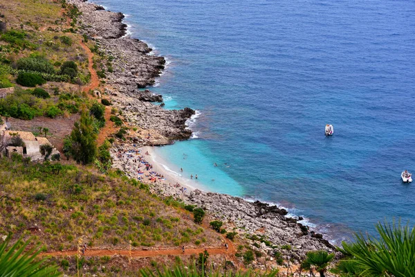 Tengerparti Panoráma Zingarói Természetvédelmi Területen Szicíliai Olaszország — Stock Fotó