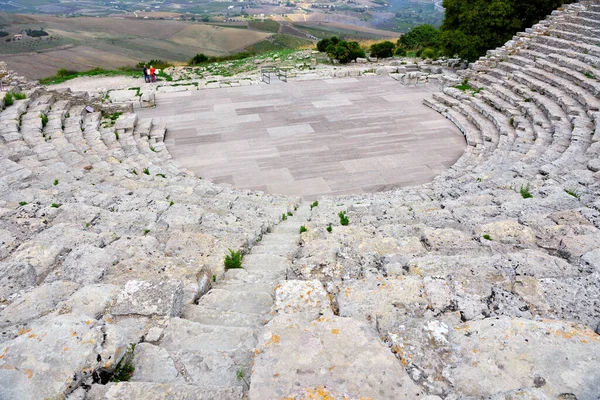 Segesta Theater Old Greek Temple Sicily Italy — Stock Photo, Image