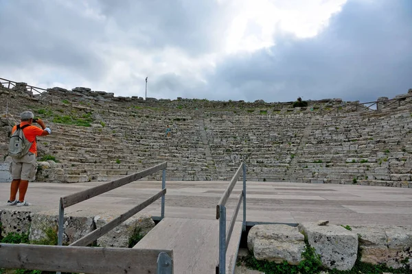 Segesta Θέατρο Παλαιός Ελληνικός Ναός Sicily Italy — Φωτογραφία Αρχείου