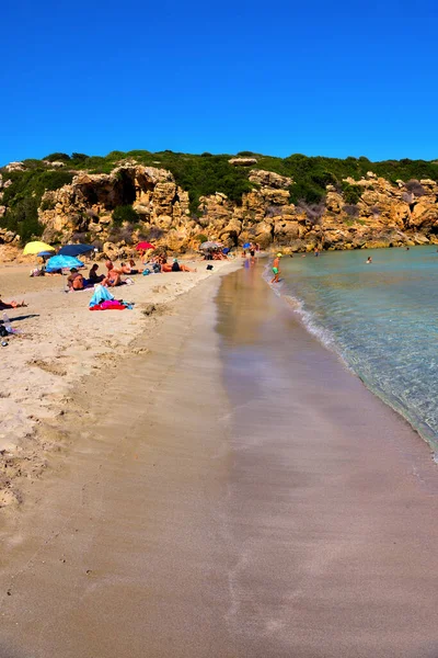 Turistas Praia Cala Mosche Uma Das Mais Belas Praias Sicília — Fotografia de Stock