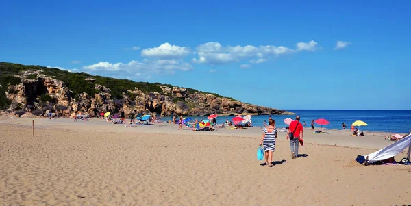 Turisté Pláži Cala Mosche Jedné Nejkrásnějších Pláží Sicílie Přírodní Rezervaci — Stock fotografie