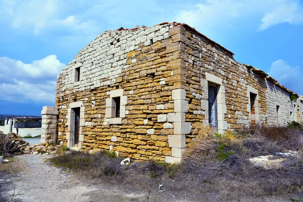 Ruins Old Brick Factory Destroyed Industrial Plant Sampieri Ragusa Sicily — Stock Photo, Image
