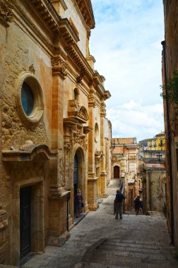 Ragusa Sicilya 'nın tarihi merkezi manzarası