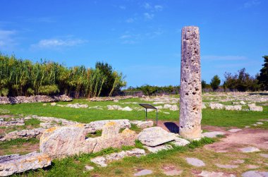 Paestum capaccio İtalya antik Yunan hakimiyetinin kalıntılarının kalıntıları.