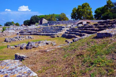 Paestum capaccio İtalya antik Yunan hakimiyetinin kalıntılarının kalıntıları.
