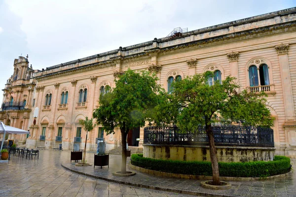 Edificio Del Ayuntamiento Completó 1906 Estilo Libertad Septiembre 2018 Scicli — Foto de Stock