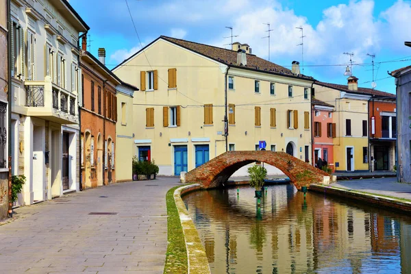 Pequena Cidade Italiana Comacchio Também Conhecida Como Pequena Veneza Região — Fotografia de Stock