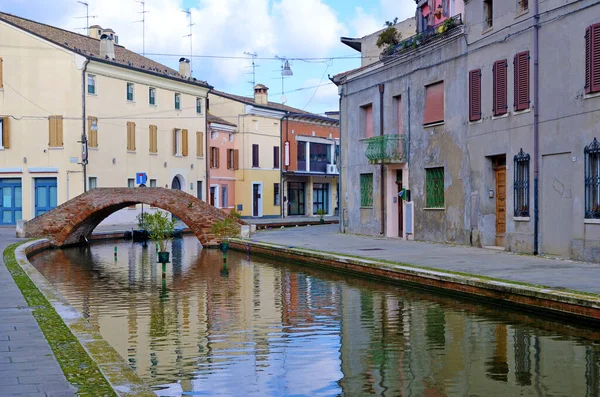Małe Włoskie Miasteczko Comacchio Znane Również Jako Mała Wenecja Region — Zdjęcie stockowe