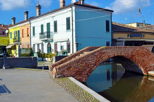 Pequena Cidade Italiana Comacchio Também Conhecida Como Pequena Veneza Região — Fotografia de Stock