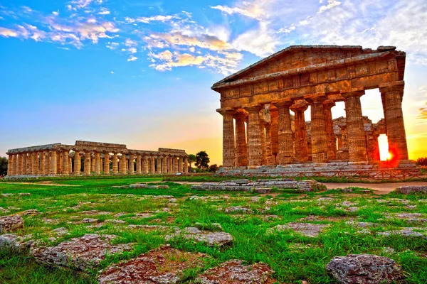 Chrám Héra Neptun Řeckém Chrámu Capaccio Paestum Itálie — Stock fotografie