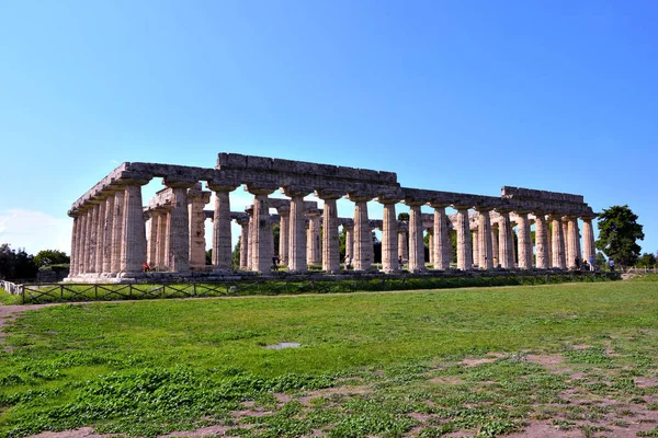 Basilica Také Nazývaný Chrám Hera Paestum Itálie — Stock fotografie