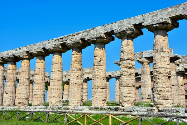 Bazylika Zwana Również Świątynią Hery Paestum Włochy — Zdjęcie stockowe