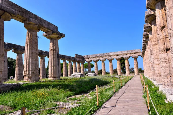 Basiliek Ook Wel Tempel Van Hera Genoemd Paestum Italië — Stockfoto