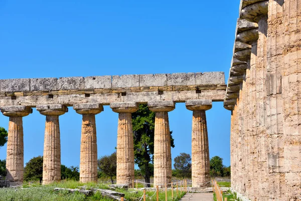 Basilica Také Nazývaný Chrám Hera Paestum Itálie — Stock fotografie