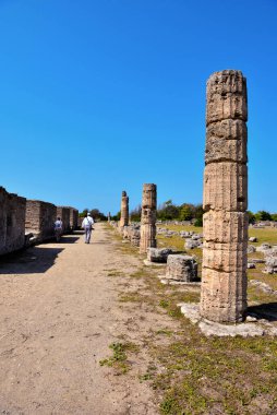 Paestum capaccio İtalya antik Yunan hakimiyetinin kalıntılarının kalıntıları.