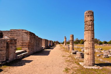 Paestum capaccio İtalya antik Yunan hakimiyetinin kalıntılarının kalıntıları.